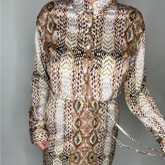 RIVIR 2 PC SET BLOUSE & SKIRT STRINGS MEDIUM MULTI COLOR FAUX SNAKESKIN - Picture 8 of 10